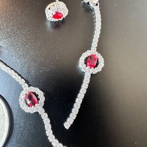 Elegant Silver 925 and Red and CZ earrings. Never worn.